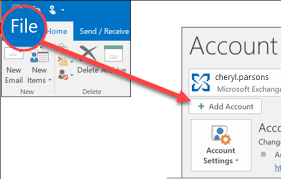 open Outlook and go to File and click on Add Account