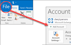 open Outlook and go to File and click on Add Account open Outlook and go to File and click on Add Account