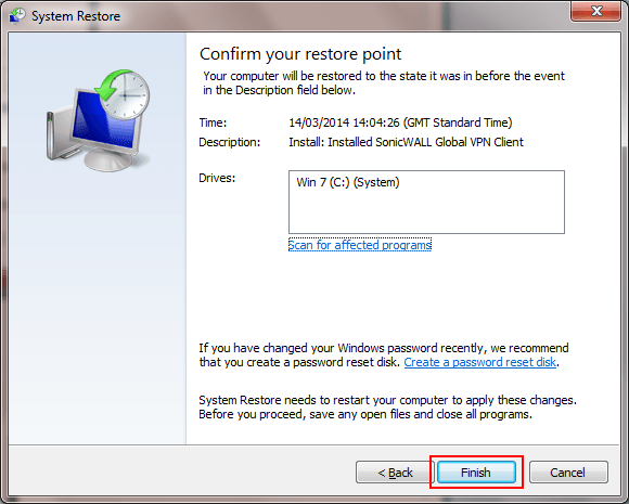 Fig 3_ Recommended Restore point