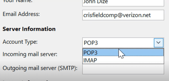 A Guide About Verizon Email SMTP, IMAP and POP3 Server Settings 5