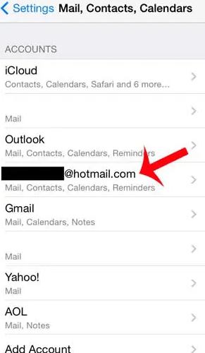 tap on hotmail account