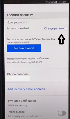 Change password option