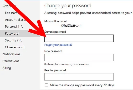 current password
