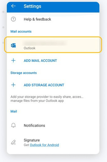 under mail account